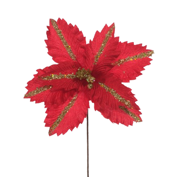 ****Miro Christmas Poinsettia 33x30cm 8P , Red-Gold