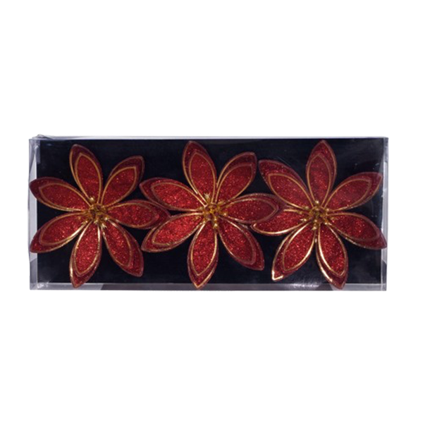 Miro Christmas Flower 13x3cm, Red (3-pc Set)