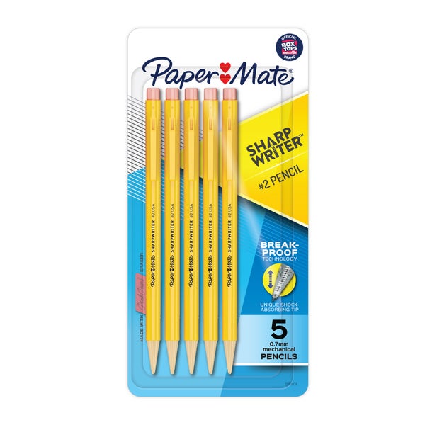 Paper Mate Sharp Writer Mechanical Pencils 0.7, Yellow - Pack of 5