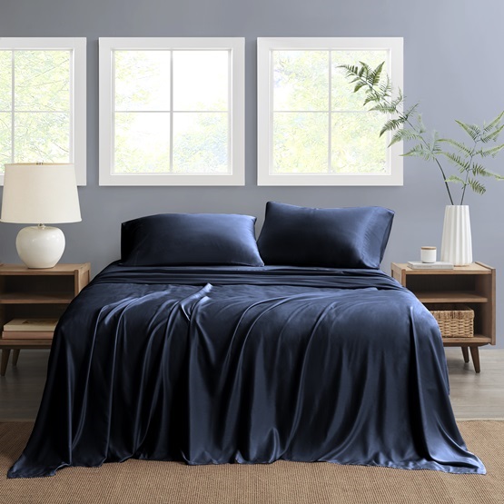 Nautica Twin Sheet Set Solid 3pc Navy
