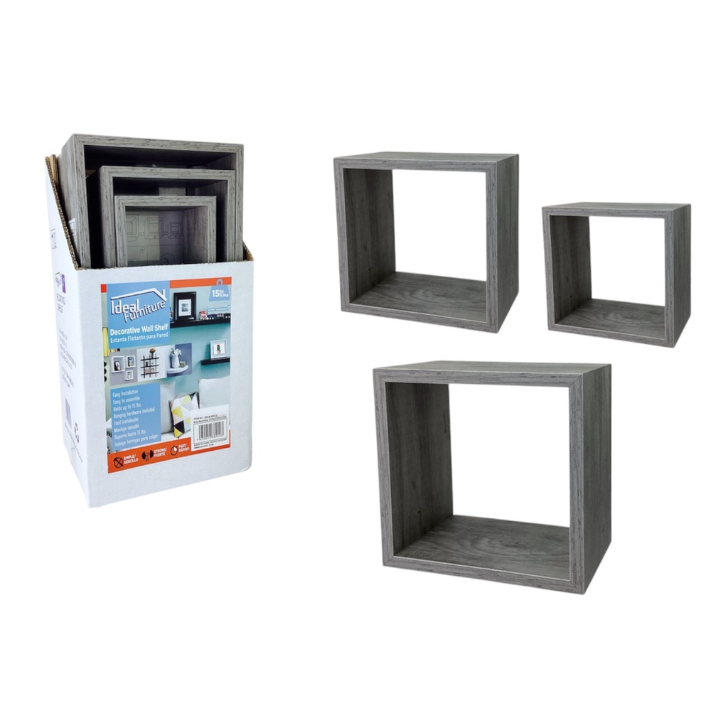 Ideal Furniture Cube Wall Shelf, Grey