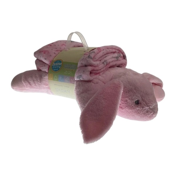 Home Living Plush Animal Pillow with Blanket, Pink