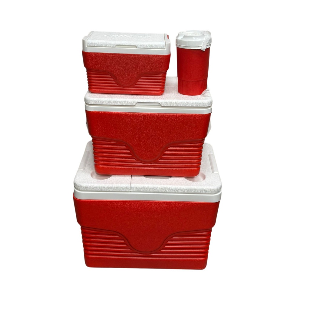Duramade 4pc Cooler Set 0.5 Gal / 5L / 25L / 50L, Red / Blue