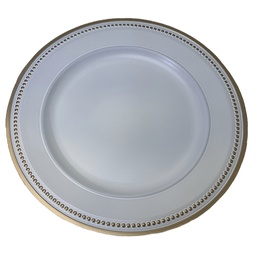 [2365-WHITE-G] SoHo Charger Plate, White / Gold