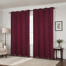 [WPSG51016FBF] CHD Chevron Jacquard Grommet Window Curtain Panel 55 x 90 In. Burgundy
