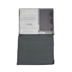 [711-1446881] Spa Collection Solid Shower Curtain with Hooks, Charcoal