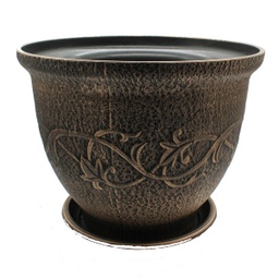 [HHGD-FWPT-01017/ RH9473G / RH9473G/ZY-132] Royal Homes Flower Pot with Saucer 15.5x12 In., Gold/ Silver/ Copper