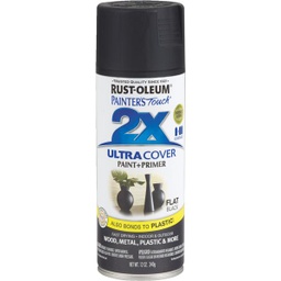 [249127 / 334020] Rust-Oleum Painter's Touch 2X Ultra Cover 12 Oz. Flat Paint + Primer Spray Paint, Black