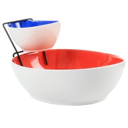 [127290.03] ****Gibson Home Crenshaw 2-Tier Chip &amp; Dip Serving Set with Stand - Assorted Colors