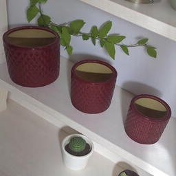 [HG 18-196/3  CHCPP17164] Classy Homes Ceramic Plant Pots Mauve 3 Piece Set