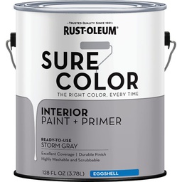 [380224] ****Rust-Oleum Sure Color Eggshell Storm Gray Interior Wall Paint and Primer, Gallon