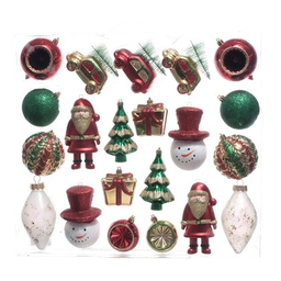 [831-XB06-03-23A] ****Miro Christmas Ornaments Assorted 6-13cm, Red-Green-Gold