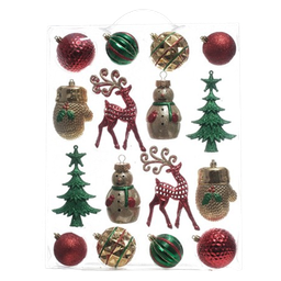 [831-XB06-04-23A] ****Miro Christmas Ornaments Assorted 6-13cm, Red-Green-Gold