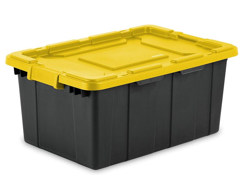 ^Sterilite 15 Gallon Industrial Tote, Black/ Yellow
