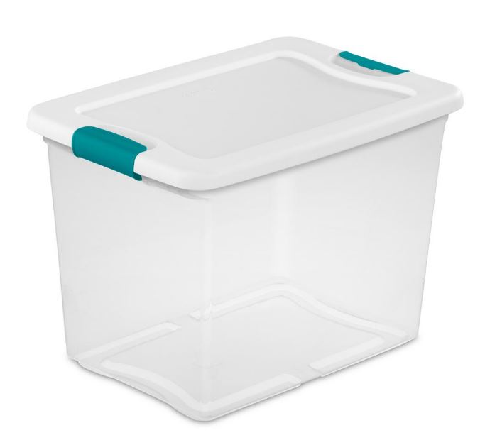 Sterilite Latching Box 25 Qt. 24L , Clear w/ White Lid