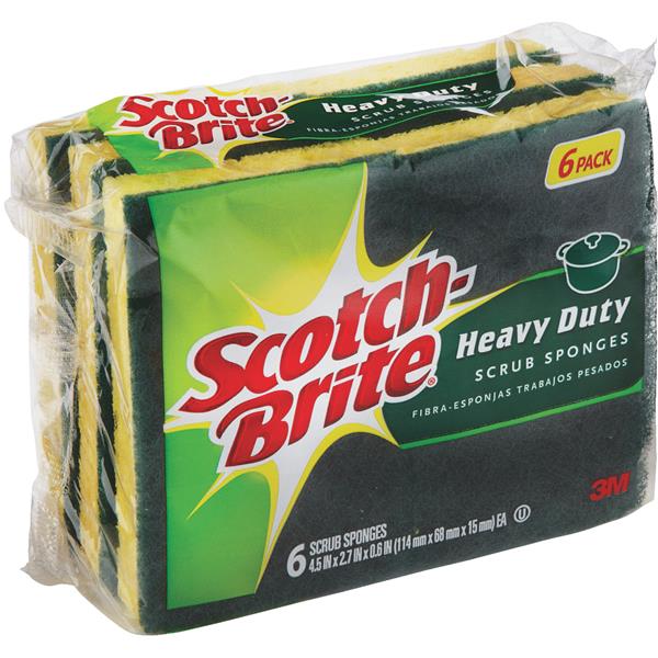 Scotch-Brite Heavy Duty Scrub Sponges, 4.5 In. x 2.7 In. x .6 In. (6-Pack)