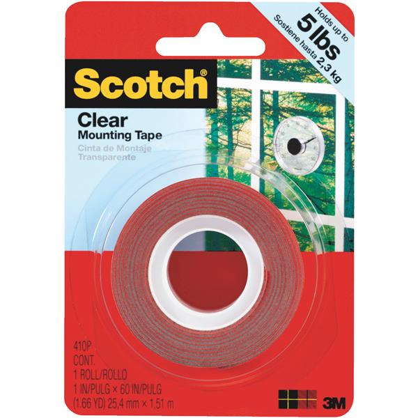 3M Scotch 1 In. x 60 In. Clear Double-Sided Mounting Tape (15 Lb. Capacity)