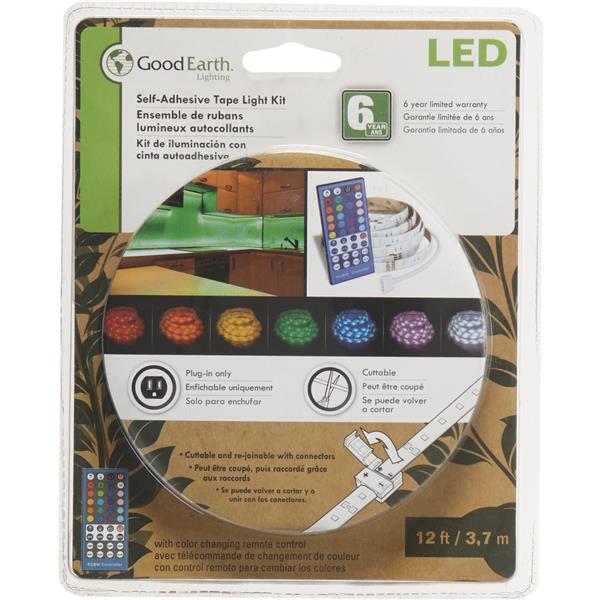 ****Good Earth Lighting Plug-In Color Changing LED Under Cabinet Tape Light with Remote Control 12 Ft. L.