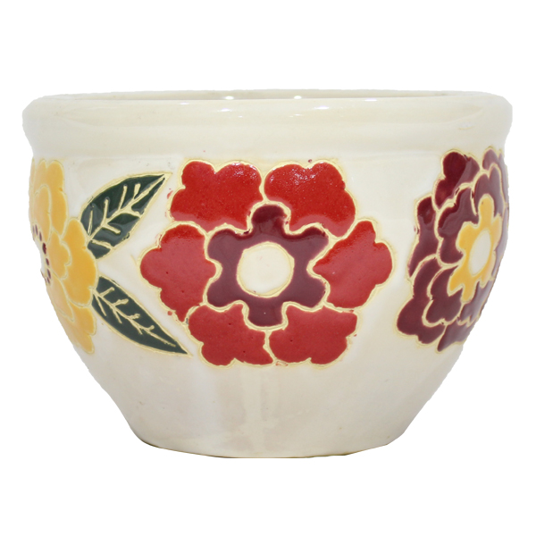****Classy Homes Ceramic Plant Pots Floral Multicolor S