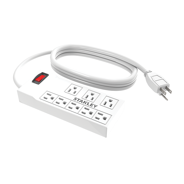 Stanley Powermax 8-OutletPower Strip, White 4 Ft.