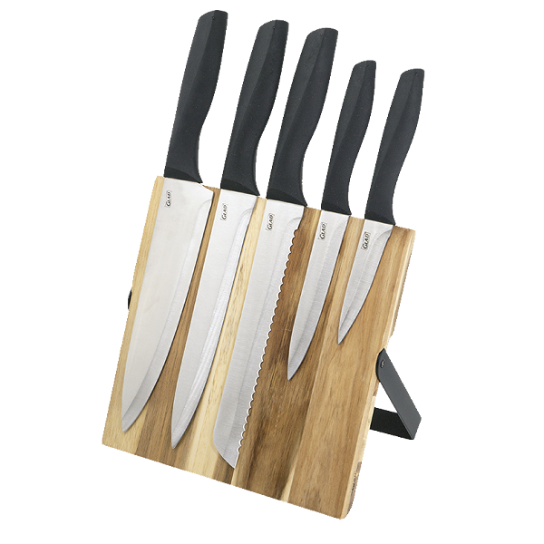 Glad 5pc Knife Set with Magnetic Acacia Wood Block
