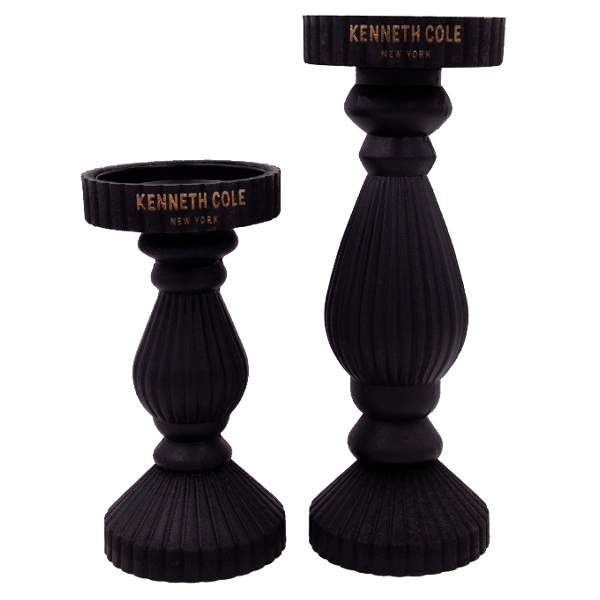 ****Kenneth Cole Candle Holders, Black - 2pc Set