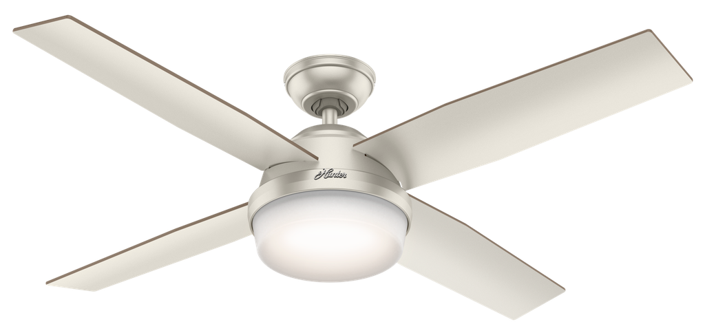 Hunter Dempsey Ceiling Fan 52 In. with LED Light and Remote, Matte Nickel/ Walnut (C.F.M - 4335)