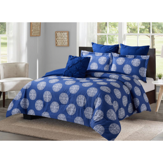 Brighton Sonoma Print 6pc Queen Comforter Set, Navy
