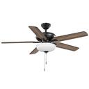 Hampton Bay Holly Springs Indoor LED Ceiling Fan with Light, Downrod and Reversible Blades Included 52 In. Matte Black (C.F.M - 3365)