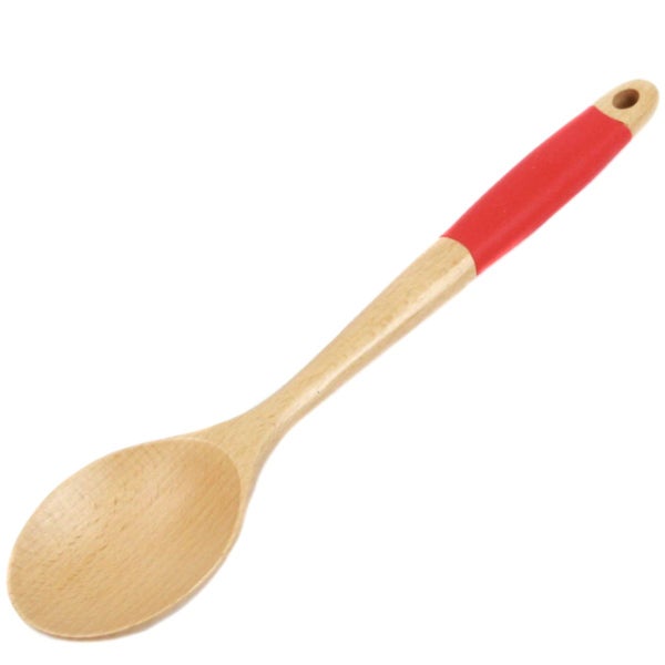 Chef Craft Wooden Spoon with Silicone Grip Handle, Red