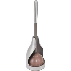 Polder Bell Design Toilet Plunger Caddy with Flange Bulb, Stainless Steel