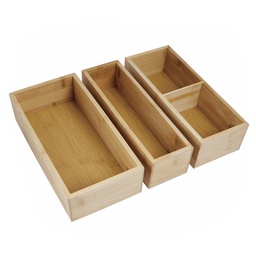[15241] Kitchen Details Bamboo Drawer Organizers 4-Compartment (3pc Set)
