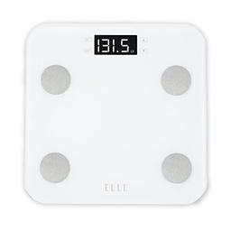[EL263-GWHT-STK-6] Elle Body Fat Analysis Digital Bathroom Scale, Glitter White