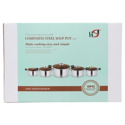 [RHYSP2-5P/ZY-132 / RHYSP2-5P / HHKC-POTT-01001] Royal Homes 10pc Pot Set, Stainless Steel