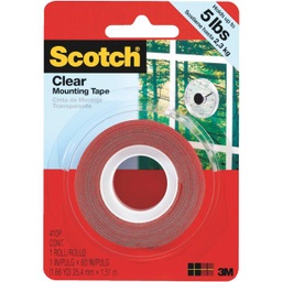 [410H] 3M Scotch 1 In. x 60 In. Clear Double-Sided Mounting Tape (15 Lb. Capacity)