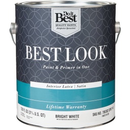 [HW33W0826-16] ****Best Look Latex Paint &amp; Primer In One Satin Interior Wall Paint, Bright White, 1 Gal