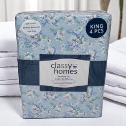[709-PRINTPDQ-K CHKSSPD24083] Classy Homes Printed King Sheet Set