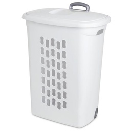 [12228003 / 4386967] Sterilite Plastic Wheeled Laundry Hamper, White