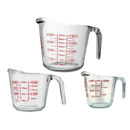 [14876L24 / 92032L20] Anchor Hocking 3pc Glass Measuring Cup Set (Incl 8 oz., 16 oz. &amp; 32 oz. Open-Handle Measuring Cups)