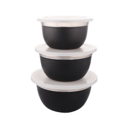 [BP40115] ****Bombay 6pc Bowls with Lids .8, 1, 1.5 Qt. Stainless Steel/ Blk