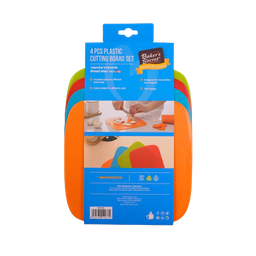 [BS40058] Baker's Secret 4pc Plastic Multi-Colour Cutting Board Set 7.8 In. (20cm)