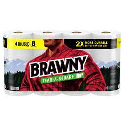 [44481] ^Brawny Tear-a-Square Paper Towels 100-Sheet/ Roll 4 Double Rolls, White
