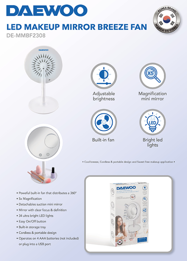 Daewoo LED Vanity Makeup Mirror 5X