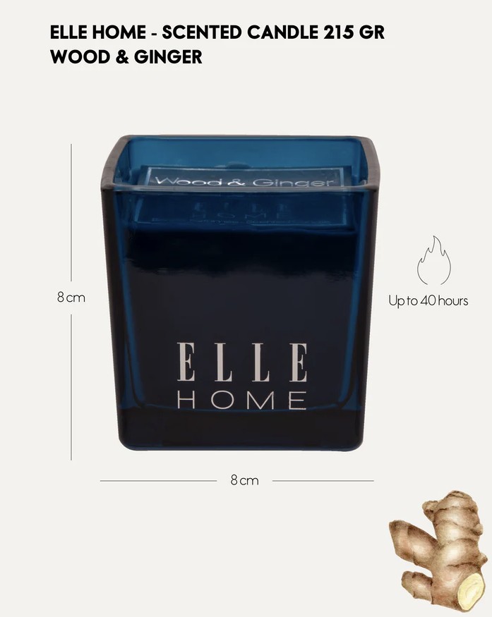 Elle Home Wood Ginger Vanilla Scented Candle