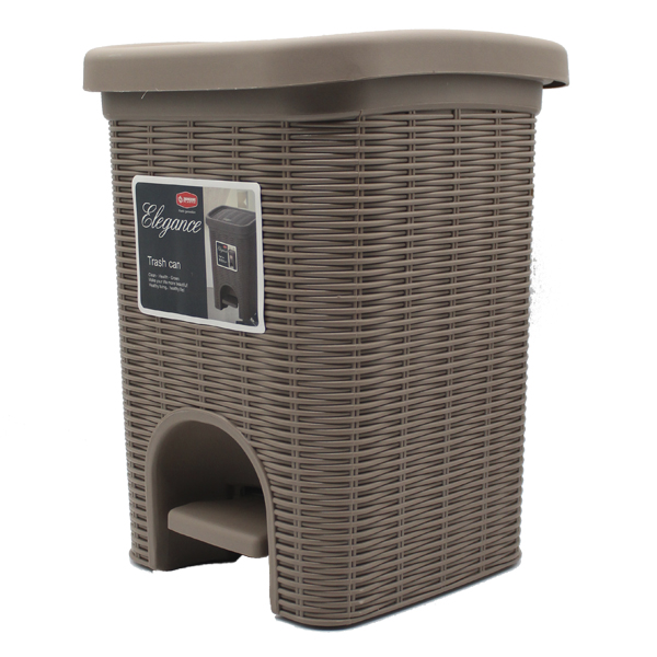 Mr. Save Plastic Step-On Trash Can 8 x 8 x 6.5 In. Blk/ Beige