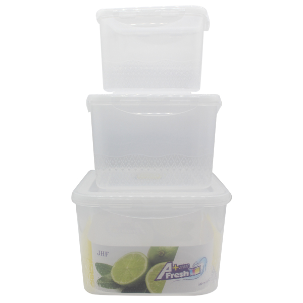 ****Duramade 3pc Plastic Lunch Box Set 8.5x8.5x5.5in.