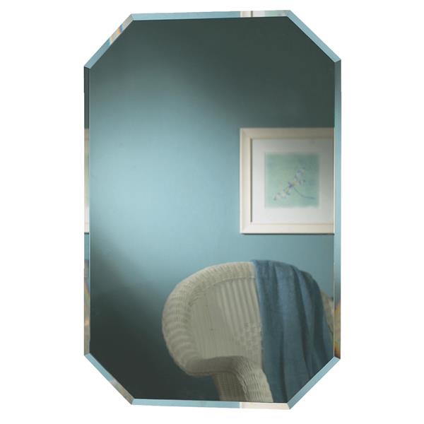 Zenith Frameless Beveled Medicine Cabinet Single Mirror Surface/Recess Mount Octagon 16 In. W x 24 In. H x 4-1/2 In. D