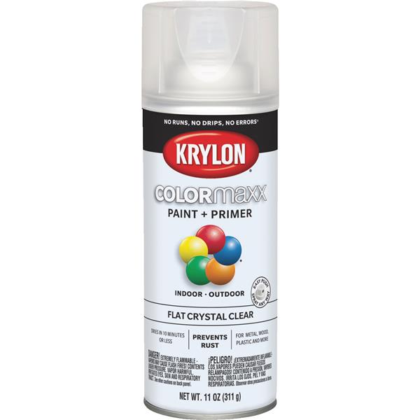 Krylon ColorMaxx 11 Oz. Flat Paint + Primer Spray Paint, Crystal Clear