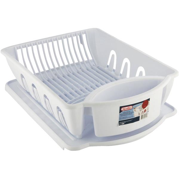 Sterilite Ultra Sink Dish Drainer Set 21 x 14.5 x 6 In., White (2-Piece)