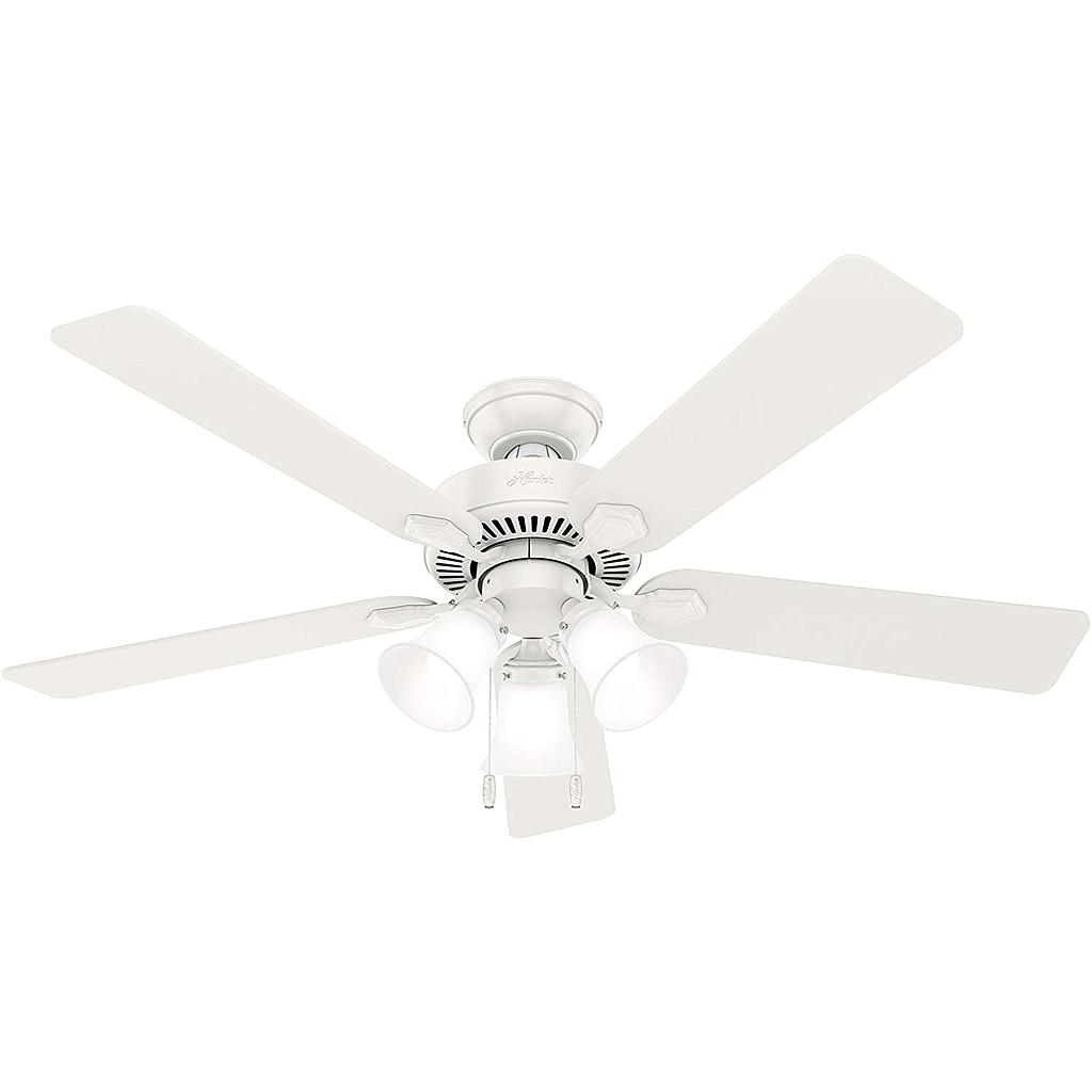 Hunter Swanson Ceiling Fan 52 In. Fresh White/ American Walnut. (C.F.M - 2396)